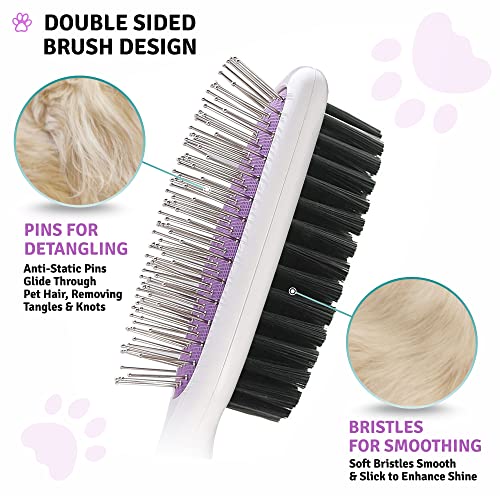 Double-Sided Pet Brush for Grooming & Massaging Dogs, Cats & Other Animals â Fur Detangling Pins & Coat Smoothing Slicker Bristles, Double The Brushing Groom Power in One Tool â Best Groomer Supplies