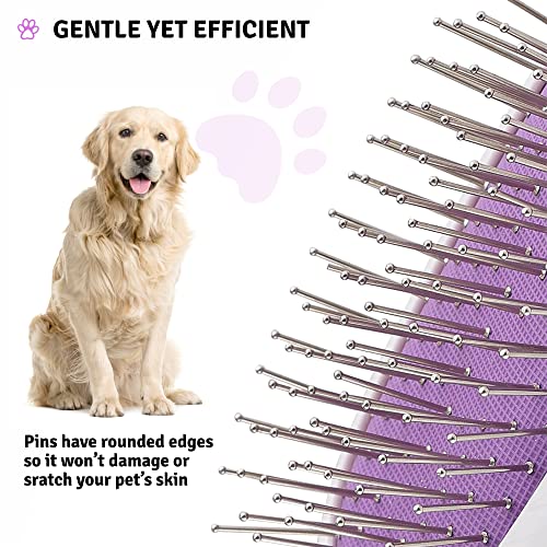 Double-Sided Pet Brush for Grooming & Massaging Dogs, Cats & Other Animals â Fur Detangling Pins & Coat Smoothing Slicker Bristles, Double The Brushing Groom Power in One Tool â Best Groomer Supplies
