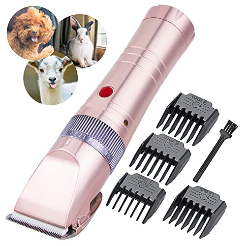 Audoc Heavy Duty Pet Professional Dog Grooming Clippers Low Noise Dog Shaver Clippers High Power Dog Clipper for Thick Heavy Coats Plug-in Pet Trimmer with Guard Combs for Dogs Cats Other Animals