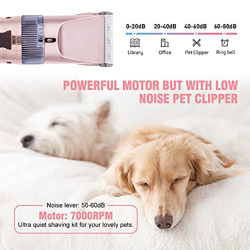 Audoc Heavy Duty Pet Professional Dog Grooming Clippers Low Noise Dog Shaver Clippers High Power Dog Clipper for Thick Heavy Coats Plug-in Pet Trimmer with Guard Combs for Dogs Cats Other Animals