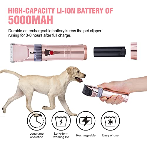 Audoc Heavy Duty Pet Professional Dog Grooming Clippers Low Noise Dog Shaver Clippers High Power Dog Clipper for Thick Heavy Coats Plug-in Pet Trimmer with Guard Combs for Dogs Cats Other Animals