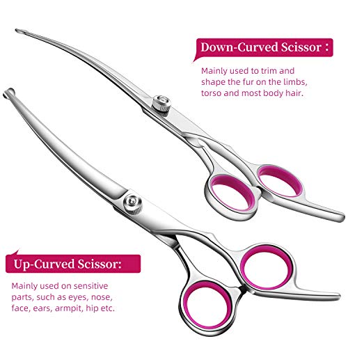 BRAINYS Professional Dog Grooming Scissors Kit, Japanese Craftsmanship Heavy Duty 6 in1 Set- Genuine Superior 4CR Stainless Steel with Safety Tips