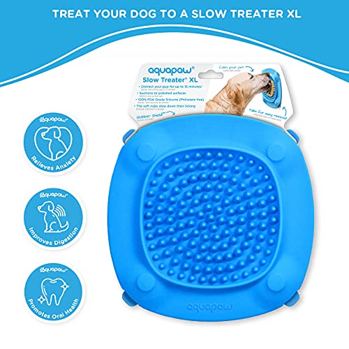 Aquapaw Slow Treater XL Treat-Dispensing Lick Mat for Large Dogs â Suctions to The Wall or Floor for Pet Bathing, Grooming and Training