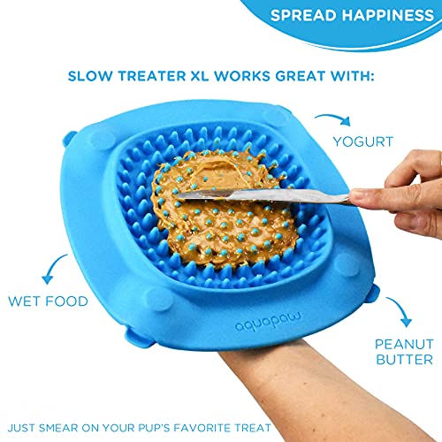 Aquapaw Slow Treater XL Treat-Dispensing Lick Mat for Large Dogs â Suctions to The Wall or Floor for Pet Bathing, Grooming and Training