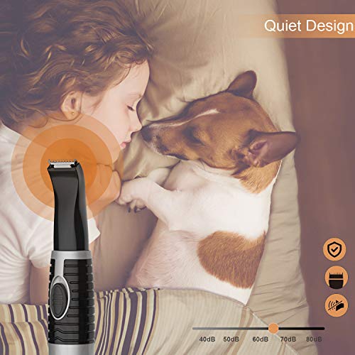 Dog Clippers, Cordless Cat and Small Dogs Clipper, Low Noise Electric Pet Trimmer, Dog Grooming Clippers for Trimming The Hair Around Paws, Eyes, Ears, Face, Rump