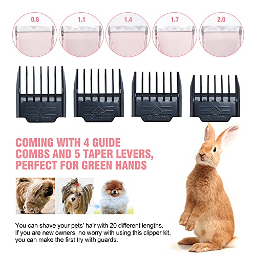 Audoc Heavy Duty Pet Professional Dog Grooming Clippers Low Noise Dog Shaver Clippers High Power Dog Clipper for Thick Heavy Coats Plug-in Pet Trimmer with Guard Combs for Dogs Cats Other Animals