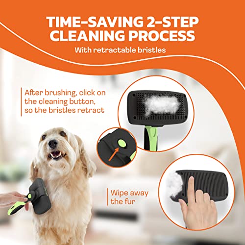 Dog or Cat Brush for Shedding and Grooming  Premium Self Cleaning Slicker Brush, Easy to Clean Comb for Long or Short Haired Dogs - Large or Small Pet, Hair Deshedding Supplies