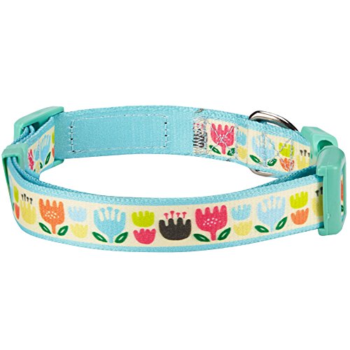 Blueberry Pet Multicolor Tulip Floral Print Dog Collar
