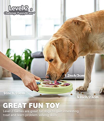 Dog Puzzle Toys Puppy , Dog Puzzles, Interactive Game Toy for Dogs Cats, Treat Dispenser for Dogs Training Funny Feeding, ABS Colorful Design Slow Feeder to Aid Pets Digestion (Green)