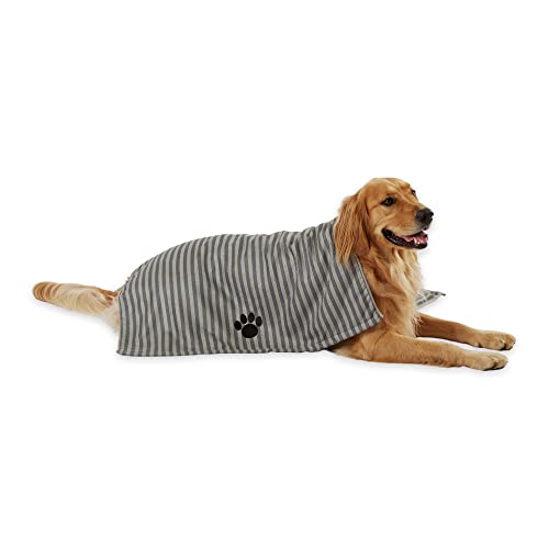 Bone Dry Embroidered Pet Towel, 44 x 27.5", Striped Gray