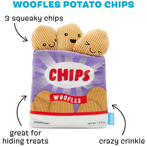 BarkBox 2-in-1 Interactive Plush Puzzle Dog Toys - Squeaky Pet and Puppy Enrichment Toys for Small, Medium, and Large Dogs | Woofles Potato Chips