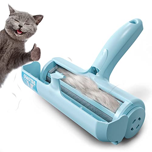 DELOMO Pet Hair Remover Roller - Dog & Cat Fur Remover with Self-Cleaning Base - Efficient Animal Hair Removal Tool - for Furniture, Couch, Carpet, Car Seat, Blue