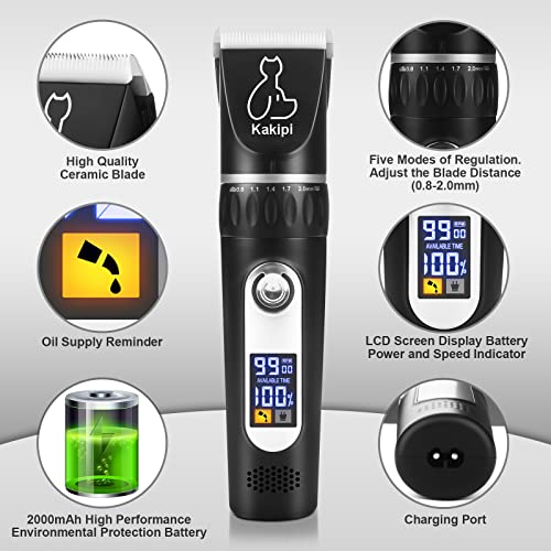 Cordless Dog Grooming Kit with LED Display