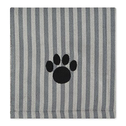 Bone Dry Embroidered Pet Towel, 44 x 27.5", Striped Gray