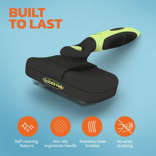 Dog or Cat Brush for Shedding and Grooming â Premium Self Cleaning Slicker Brush, Easy to Clean Comb for Long or Short Haired Dogs - Large or Small Pet, Hair Deshedding Supplies