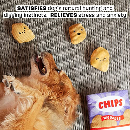 BarkBox 2-in-1 Interactive Plush Puzzle Dog Toys - Squeaky Pet and Puppy Enrichment Toys for Small, Medium, and Large Dogs | Woofles Potato Chips