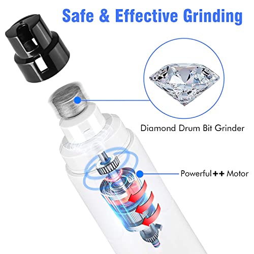 Casfuy Dog Nail Grinder with LED Light - Upgraded 2-Speed Electric Pet Nail Trimmer Powerful Painless Paws Grooming & Smoothing for Small Medium Large Dogs & Cats (White)