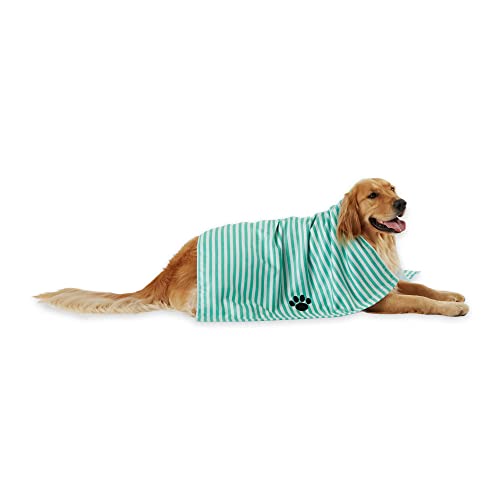 Bone Dry Embroidered Pet Towel, 44 x 27.5", Striped Aqua
