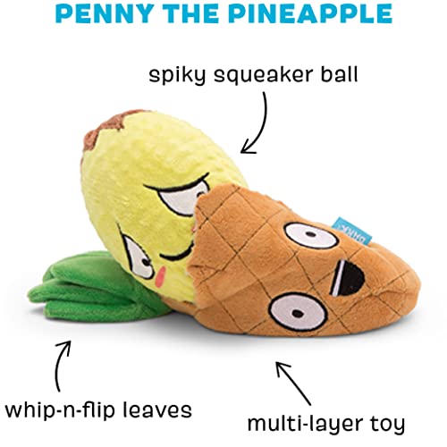 BarkBox 2-in-1 Interactive Plush Puzzle Dog Toys - Squeaky Pet and Puppy Enrichment Toys for Small, Medium, and Large Dogs | Penny The Pineapple