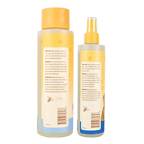 Burt's Bees for Pets Combo Pack: Tearless 2 in 1 Shampoo and Conditioner and Spray for Puppies with Buttermilk & Linseed Oil | Cruelty Free, Sulfate & Paraben Free, pH Balanced for Dogs (Bundle22)