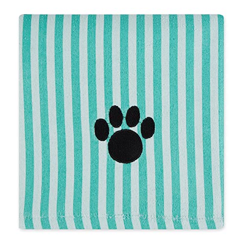 Bone Dry Embroidered Pet Towel, 44 x 27.5", Striped Aqua