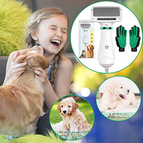 Dog Hair Dryer Pet Dryer Professional Grooming Blower Dog Slicker Brush for Medium Pet Small Dog Cat