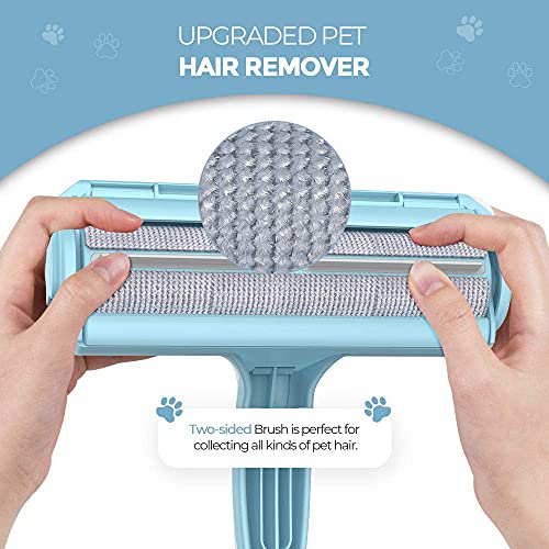 DELOMO Pet Hair Remover Roller - Dog & Cat Fur Remover with Self-Cleaning Base - Efficient Animal Hair Removal Tool - for Furniture, Couch, Carpet, Car Seat, Blue