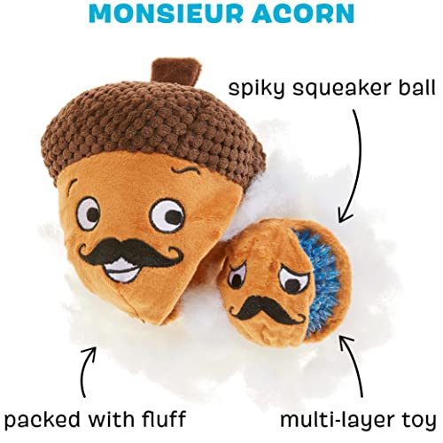 BarkBox 2-in-1 Interactive Plush Puzzle Dog Toys - Squeaky Pet and Puppy Enrichment Toys for Small, Medium, and Large Dogs | Monsieur Acorn