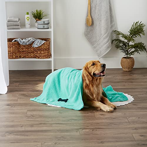 Bone Dry Embroidered Pet Towel, 44 x 27.5", Green