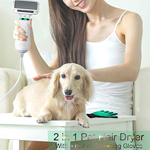 Dog Hair Dryer Pet Dryer Professional Grooming Blower Dog Slicker Brush for Medium Pet Small Dog Cat