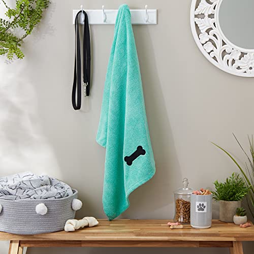 Bone Dry Embroidered Pet Towel, 44 x 27.5", Green