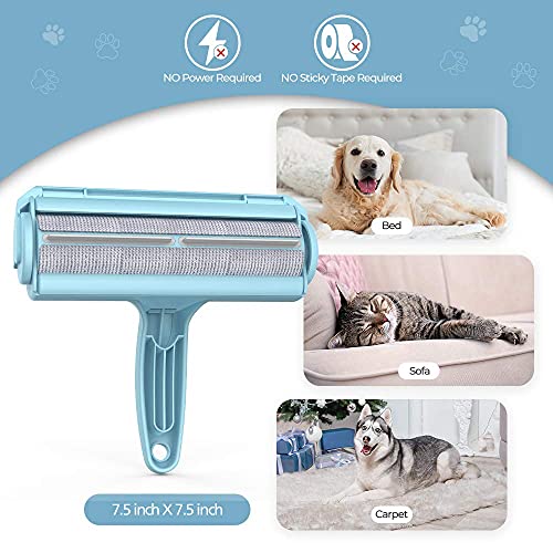 DELOMO Pet Hair Remover Roller - Dog & Cat Fur Remover with Self-Cleaning Base - Efficient Animal Hair Removal Tool - for Furniture, Couch, Carpet, Car Seat, Blue