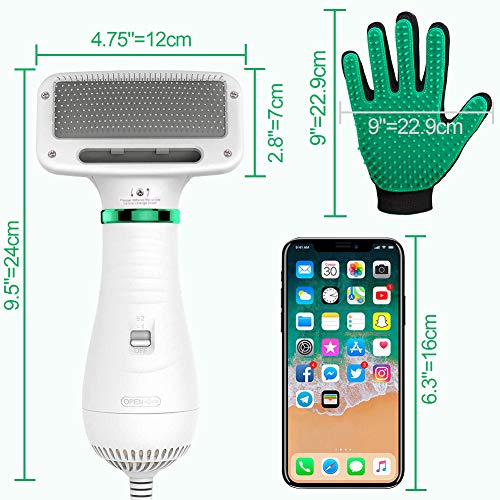 Dog Hair Dryer Pet Dryer Professional Grooming Blower Dog Slicker Brush for Medium Pet Small Dog Cat