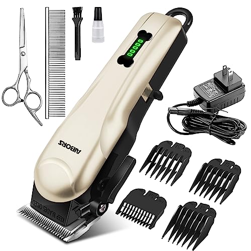 AIBORS Dog Clippers for Grooming for Thick Coats Heavy Duty Low Noise Rechargeable Cordless Pet Hair Grooming Clippers, Professional Dog Grooming Kit Dog Trimmer Shaver for Small Large Dogs Cats Pets