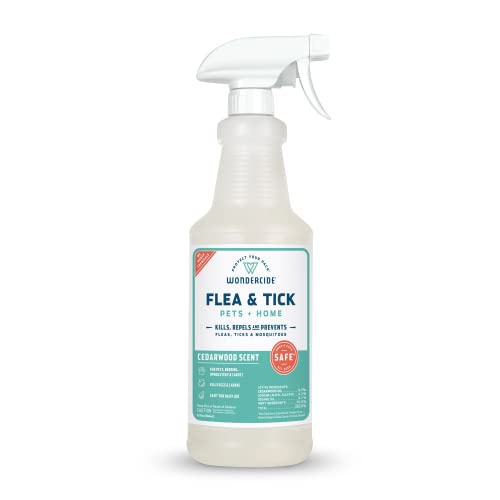 Wondercide - Flea, Tick and Mosquito Spray for Dogs, Cats, and Home - Flea and Tick Killer, Control, Prevention, Treatment - with Natural Essential Oils - Pet and Family Safe - Cedarwood 32 oz