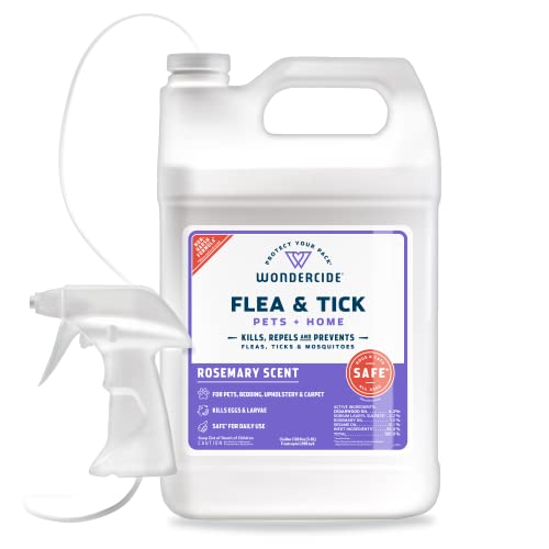 Wondercide - Flea, Tick and Mosquito Spray for Dogs, Cats, and Home - Flea and Tick Killer, Control, Prevention, Treatment - with Natural Essential Oils - Pet and Family Safe - Rosemary 128 oz