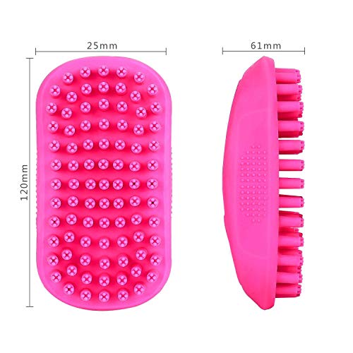 YUSENPET Pet Shampoo Brush, Anti-Skid Rubber Dog Cat Pet Mouse Grooming Shower Bath Brush Massage Comb for Long & Short Hair Medium Large Pets Dogs Cats (Short Hair Pink)