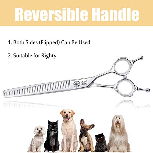 7 Inch Multipurpose Pet Dog Grooming Scissors, Combines Cutting, Thinning, Blending and Texturizing Features, Reversible Pet Trimming Shears for Right Handed Groomers, JP 440C