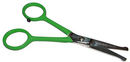 Tiny Trim - Ball-Tipped Small Pet Grooming Scissor - 4.5" Ear, Nose, Face, Paw - for Cats, Dogs, and all Pets - Green