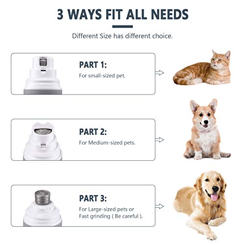 AKKTOL Dog Nail Grinder, Low Noise Dog Nail Trimmer Dog Nail File for Dog and Cat, 20H Working Time Rechargeable Painless Step-Less Speed Regulation Dog Nail Grinder