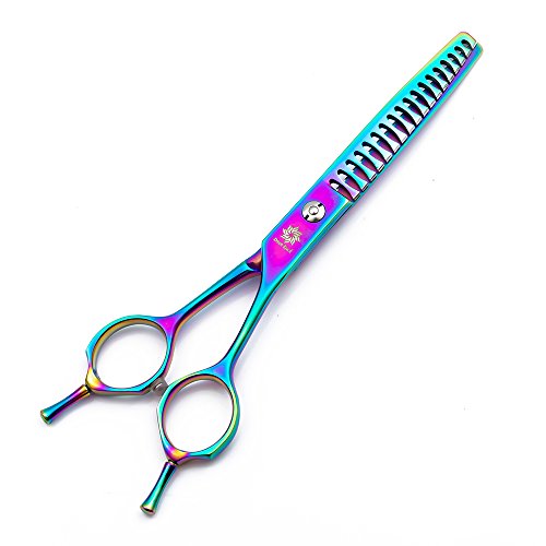 6.5"/8.0'' Professional Japanese Steel Twin Tail Downward Curved Pet Grooming Thinning/Blending Scissors Dog&cat Grooming Chunkers Shear (B-6.5 inch-Chunker)