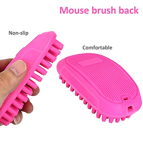YUSENPET Pet Shampoo Brush, Anti-Skid Rubber Dog Cat Pet Mouse Grooming Shower Bath Brush Massage Comb for Long & Short Hair Medium Large Pets Dogs Cats (Short Hair Pink)