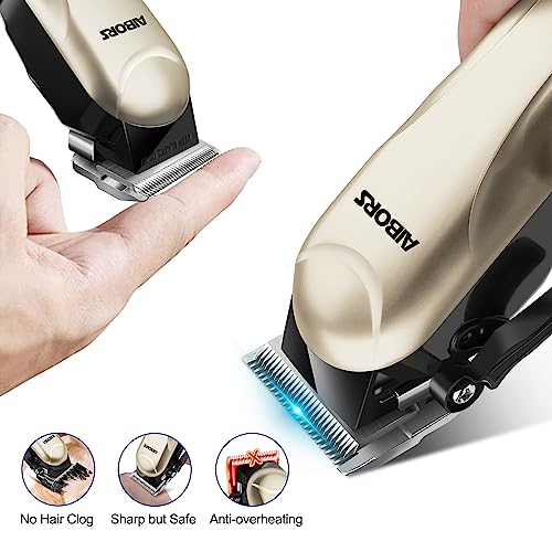 AIBORS Dog Clippers for Grooming for Thick Coats Heavy Duty Low Noise Rechargeable Cordless Pet Hair Grooming Clippers, Professional Dog Grooming Kit Dog Trimmer Shaver for Small Large Dogs Cats Pets