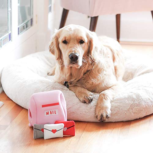 ZippyPaws - Holiday Burrow, Interactive Squeaky Hide and Seek Plush Dog Toy - Mailbox & Love Letters