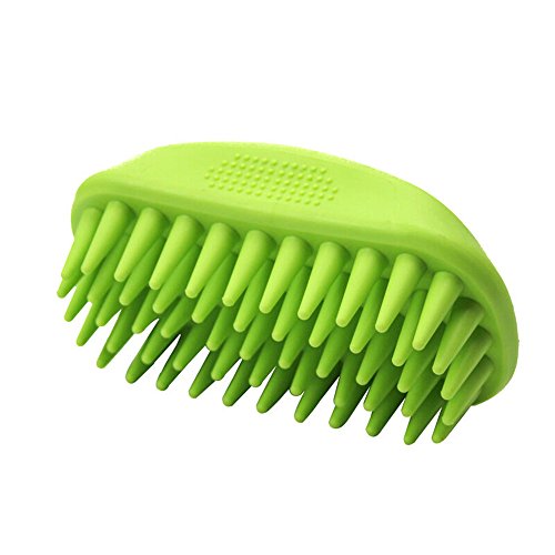 YUSENPET Dog Shampoo Brush, Anti-Skid Rubber Dog Cat Pet Mouse Grooming Shower Bath Brush Massage Comb for Long & Short Hair Medium Large Pets Dogs Cats (Long Hair Green)