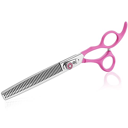 7 Inch Thinning Dog Grooming Scissors, 42 Teeth Professional Thinning Shears for Dog, Cat, Pet, 440C Japanese Stainless Steel with Double Finger Rest Blending, Trimming, Cutting Scissors for Groomer