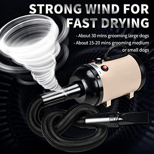 AIIYME Dog Dryer, 4.3HP/3200W Dog Hair Dryer Dog Pet Grooming Blow Dryer with Adjustable Airflow Speed and Temperature, 78 in Flexible Hose, 4 Nozzles, Pro High Velocity Dryer/Blower for Dogs