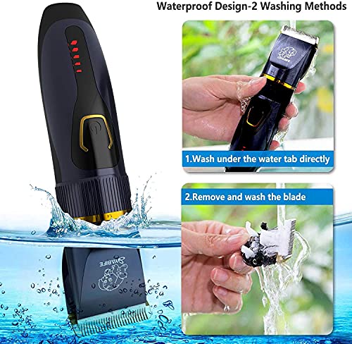 Yabife Dog Clippers, USB Rechargeable Cordless Dog Grooming Kit, Electric Pets Hair Trimmers Shaver Shears for Dogs, Cats, Horses, Pets, Quiet, Washable, with LED Display