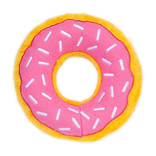 ZippyPaws - Original Donutz No Stuffing Squeaky Plush Dog Toy - Strawberry