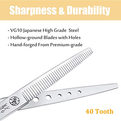 7 Inch Multipurpose Pet Dog Grooming Scissors, Combines Cutting, Thinning, Blending and Texturizing Features, Reversible Pet Trimming Shears for Right Handed Groomers, JP 440C